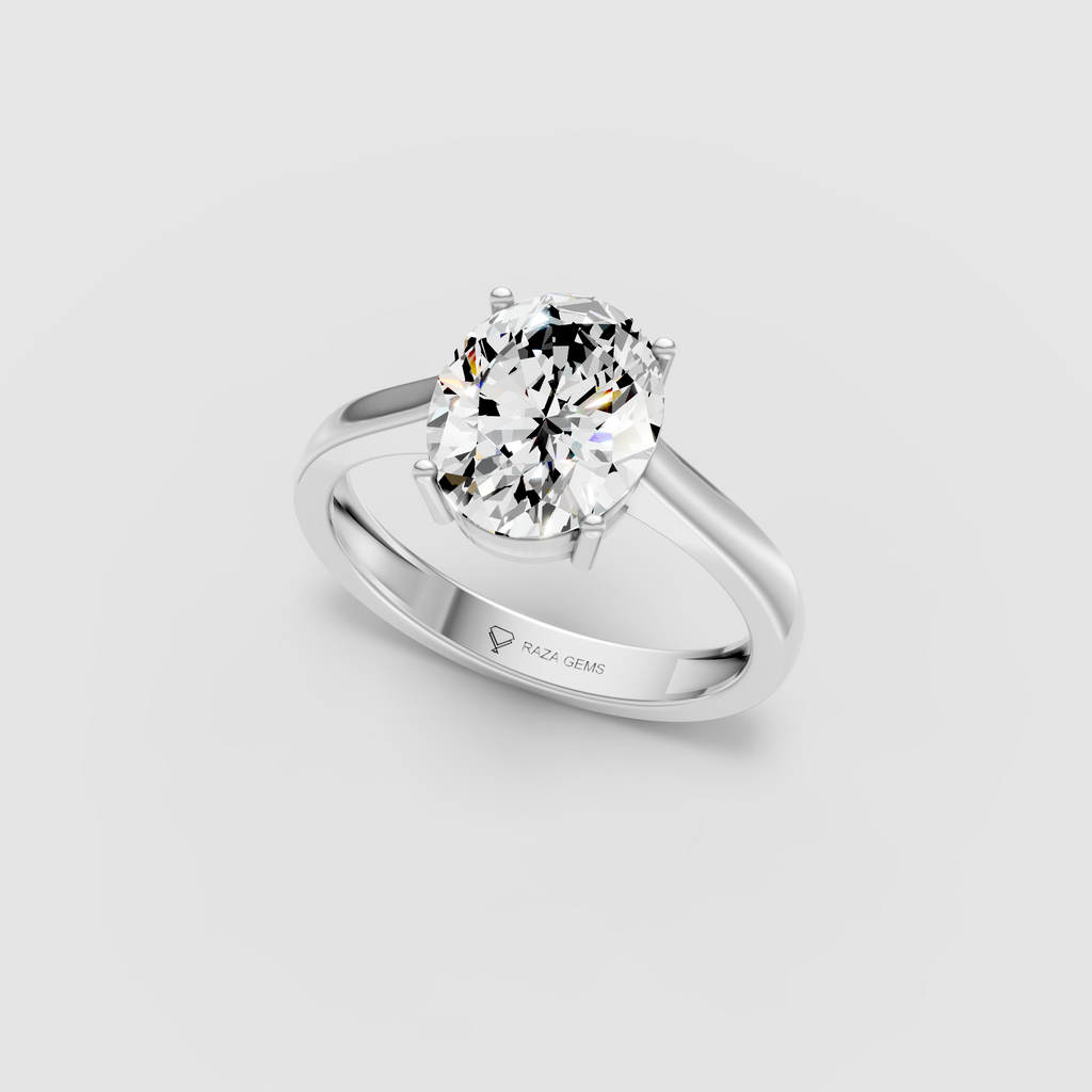 Timeless Luminary – Oval Moissanite Solitaire Engagement Ring in 18KT Gold