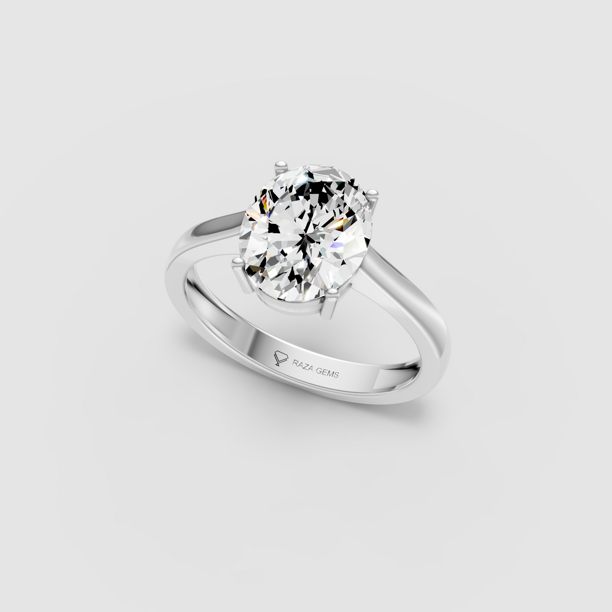 Timeless Luminary – Oval Moissanite Solitaire Engagement Ring in 18KT Gold