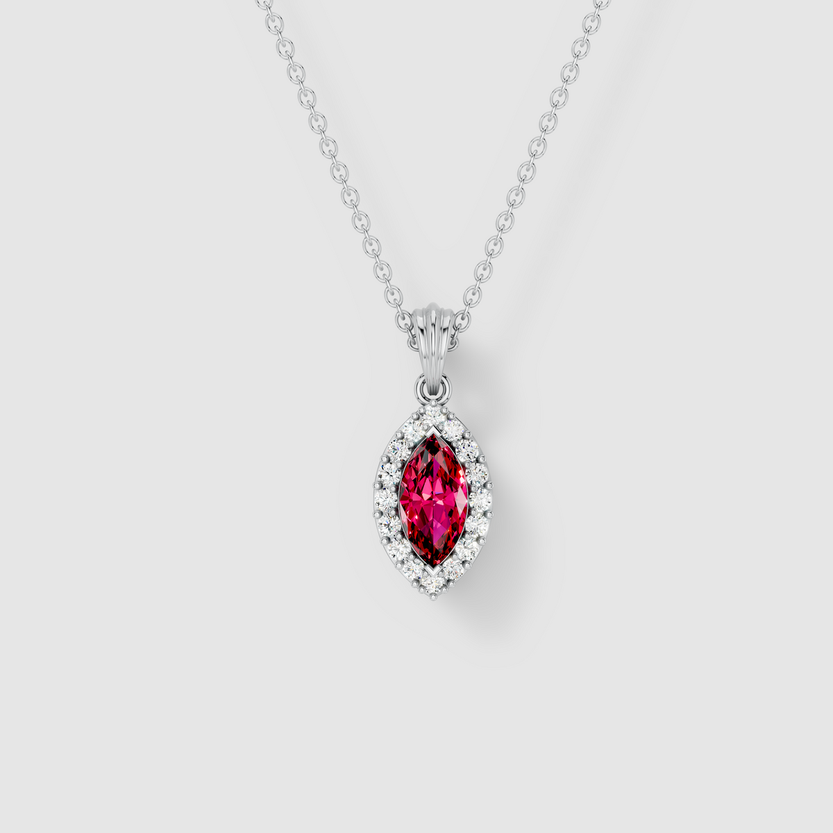 Sandra - Solid 18K Gold Ruby Solitaire Pendant with Sparkling Moissanite Halo"