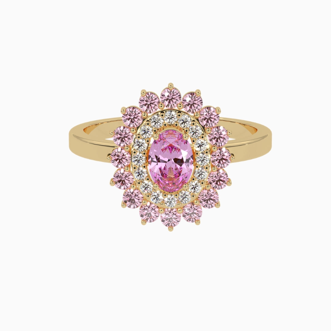 Pink Topaz Rings Mouna Yellow Gold