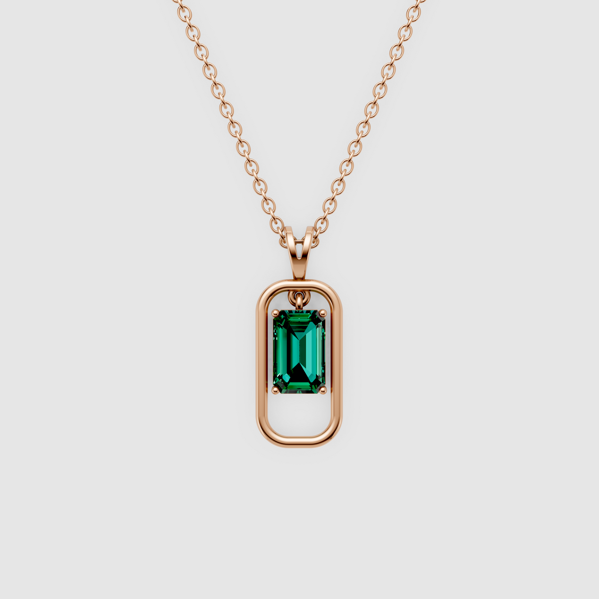 Clara – Emerald Cut Solitaire Geometric Pendant in 18KT Gold