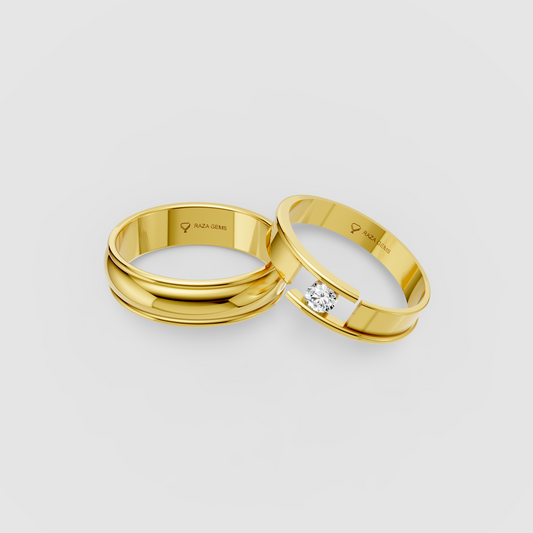Bonnie – 18K Solid Gold Moissanite Couple Bands for Engagement & Wedding