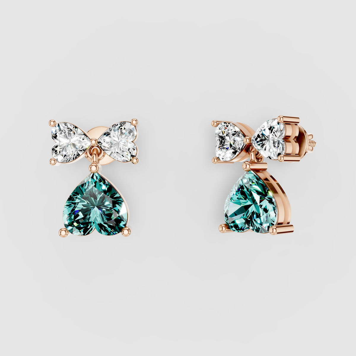 Sharon - 18K Gold Aquamarine & Sparkling Moissanite Drop Earrings"