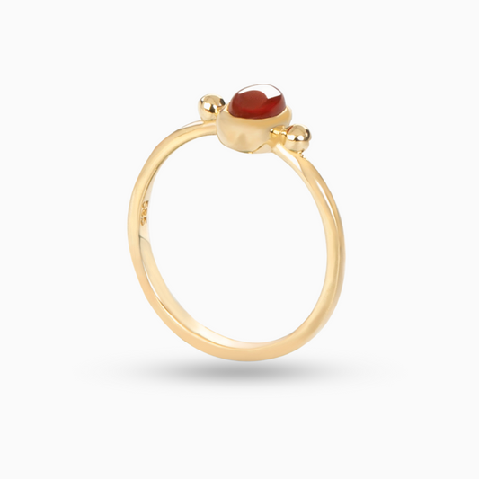 Natural Red Agate Ring with 18K Gold (RING0920)