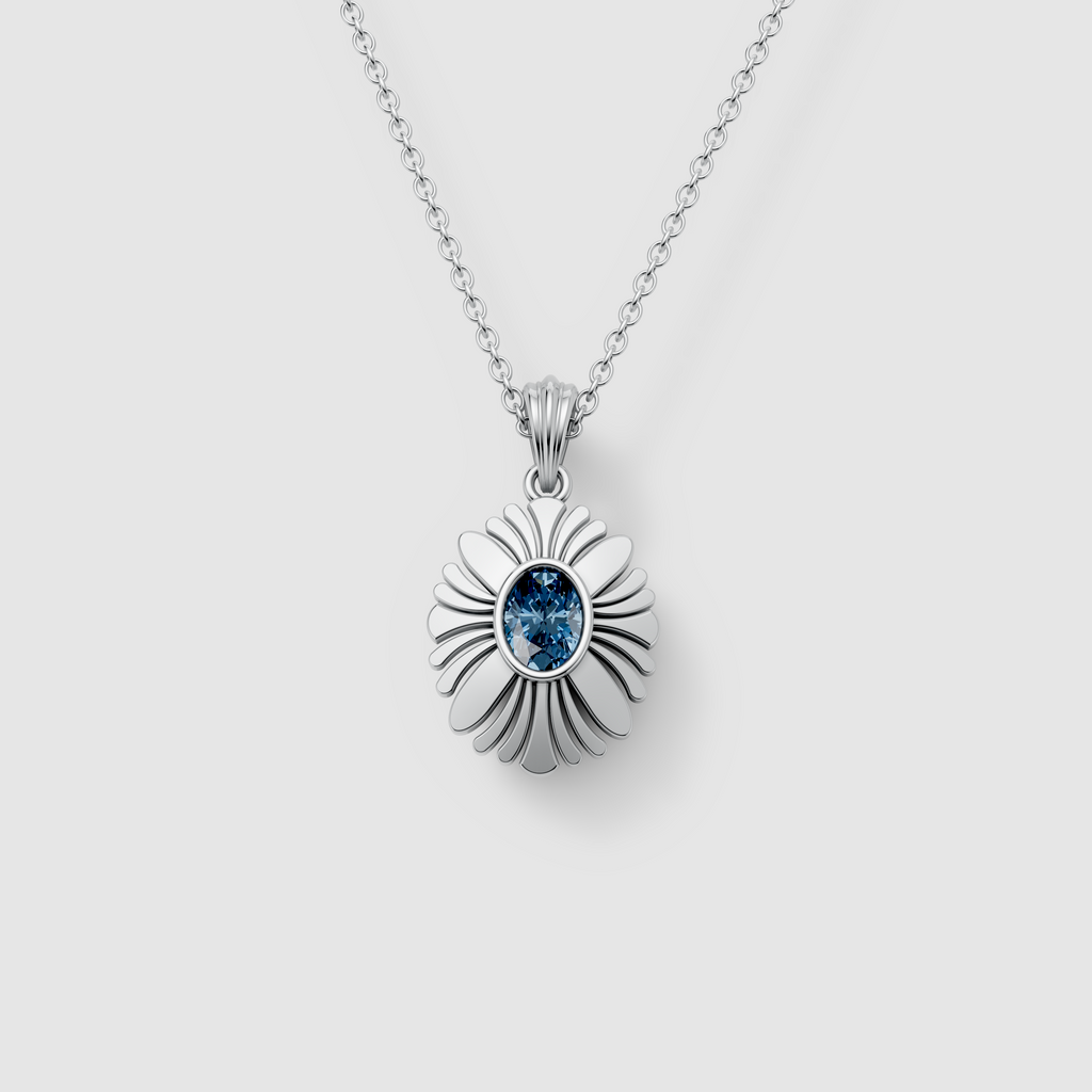 Susan - Solid 18K Gold Blue Sapphire Floral Medallion Pendant"