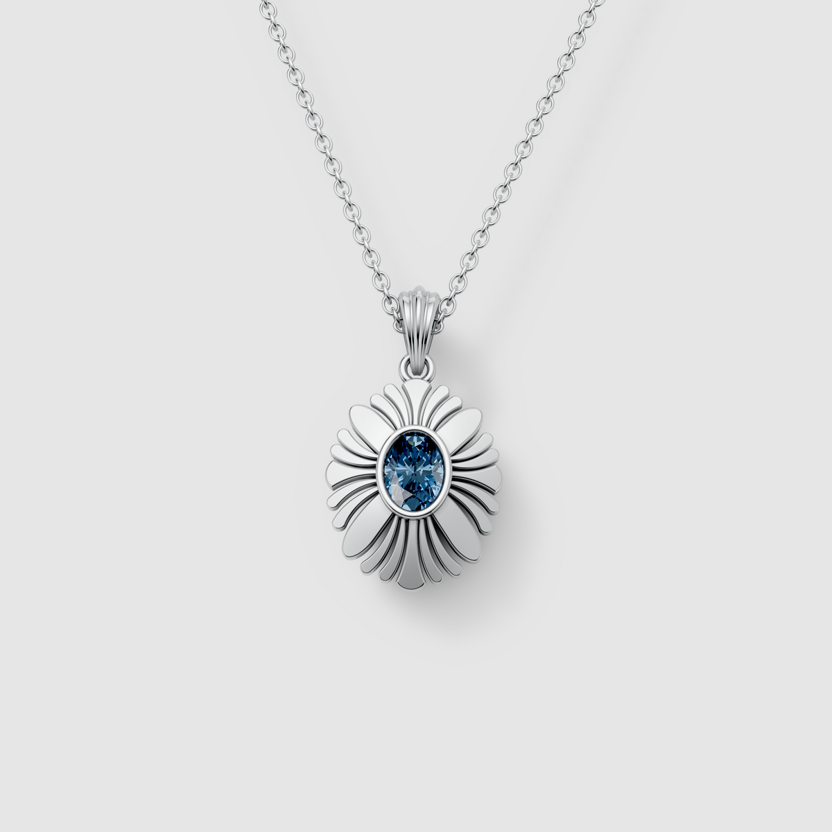 Susan - Solid 18K Gold Blue Sapphire Floral Medallion Pendant"