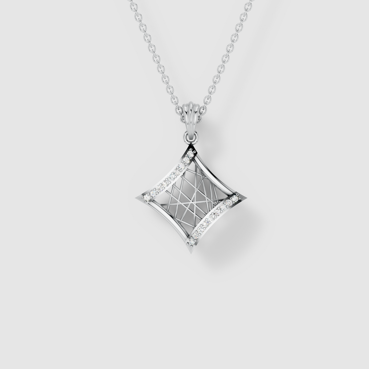 Rebecca - 18K Gold Geometric Rhombus Moissanite Pendant (Pendant Only)"