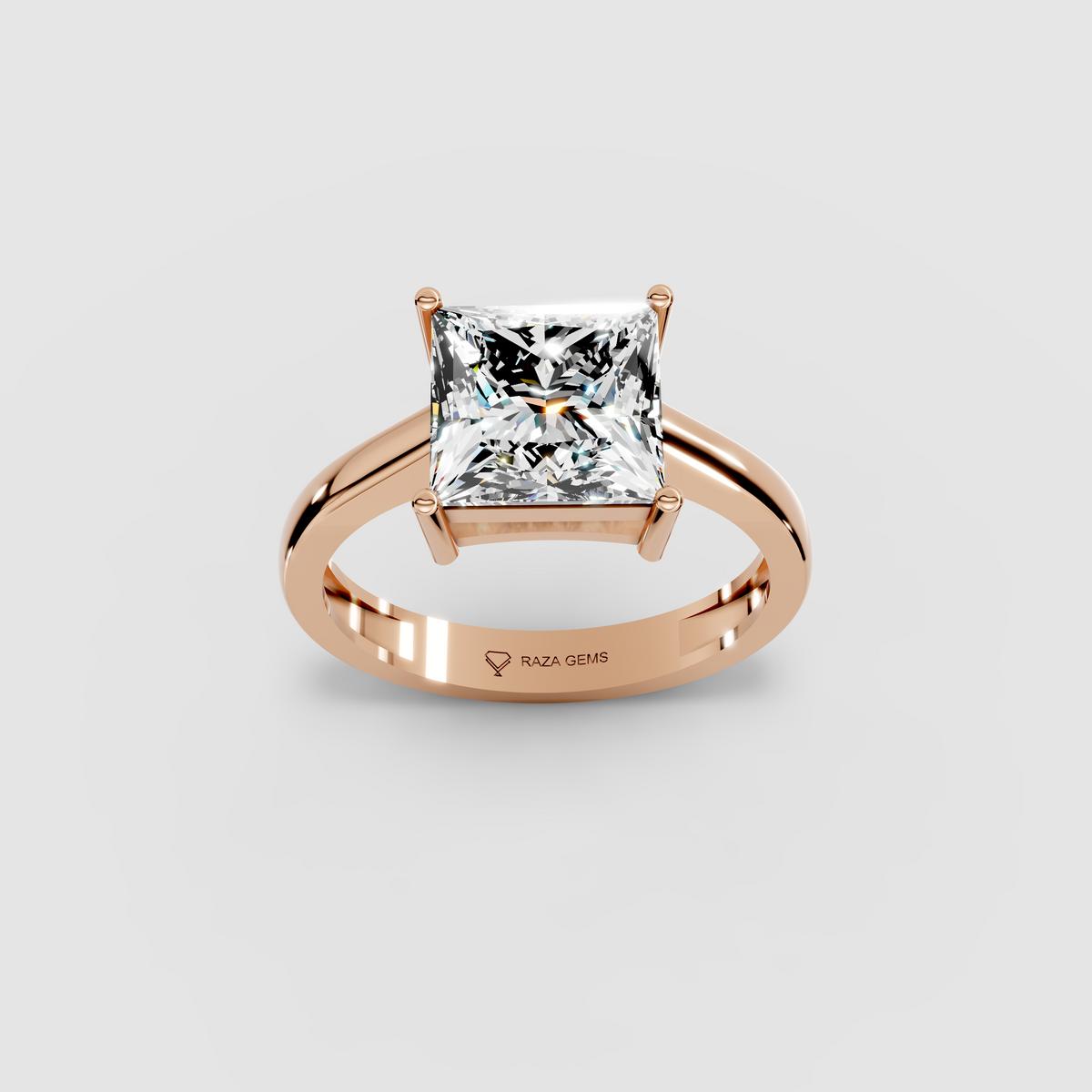 Aurora – Princess-Cut Moissanite Solitaire Engagement Ring in 18KT Gold