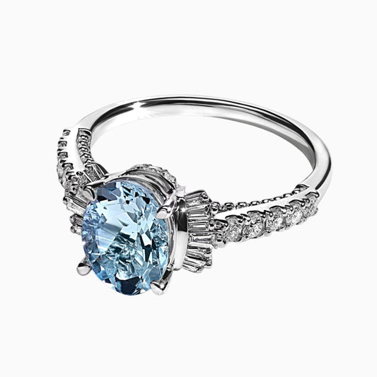Moissanite with Blue Topaz Stone Ring in Pure Silver 925