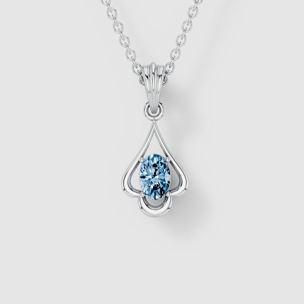 Shirley - Solid 18K Gold Oval Aquamarine Sculptural Drop Pendant"