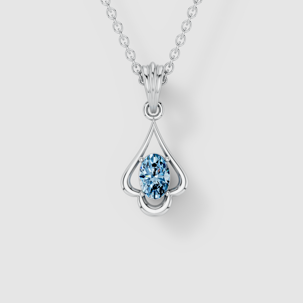 Shirley - Solid 18K Gold Oval Aquamarine Sculptural Drop Pendant"