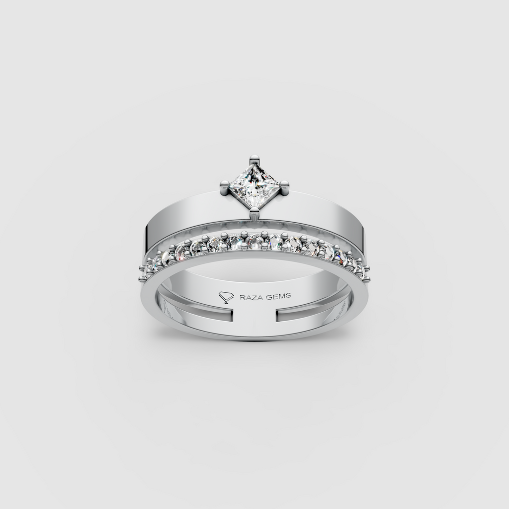 Isabella – 18K Gold Princess Cut Moissanite Elegant Stacking-Style Ring