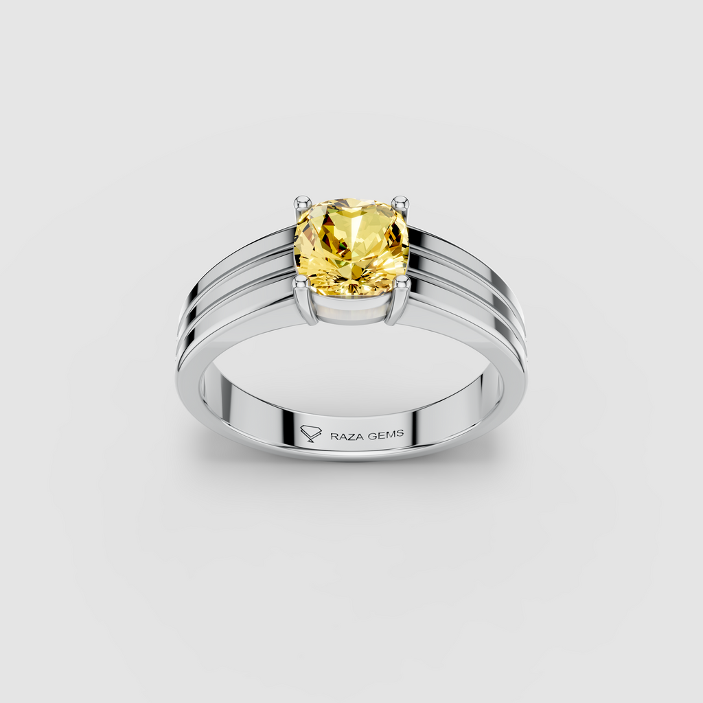 Juliana - 18K Gold Cushion Yellow Sapphire Signet Ring