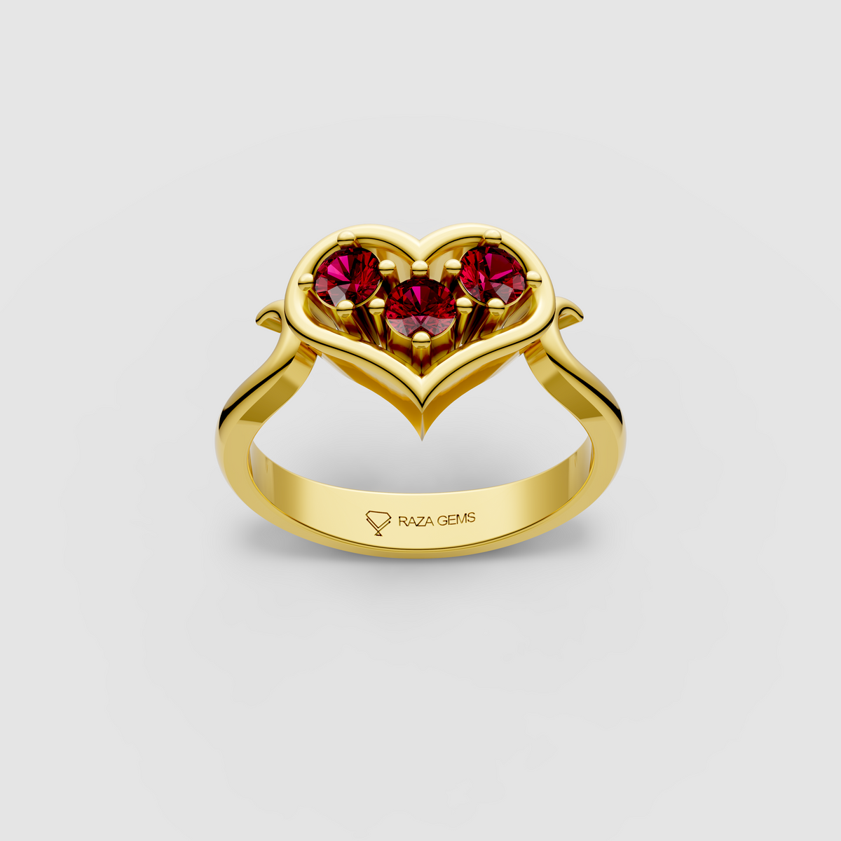 Valentina - Heart Shaped Frame Ruby Ring | 18K Yellow, White & Rose Gold