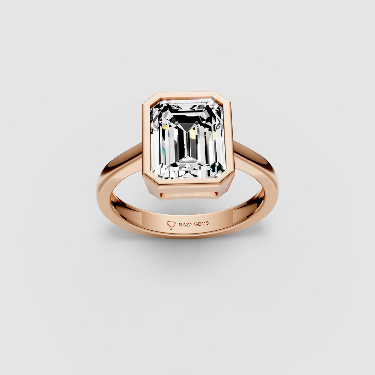 Natural Moissanite Stone Ring in 18K Yellow Gold