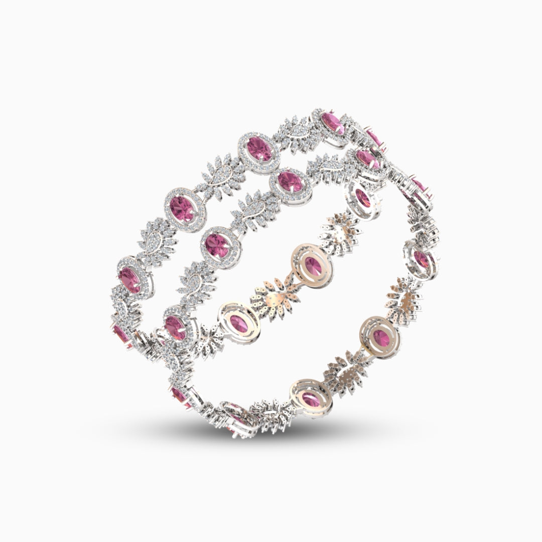 Rubellite Tourmaline Bangles - Lila - Whote Gold
