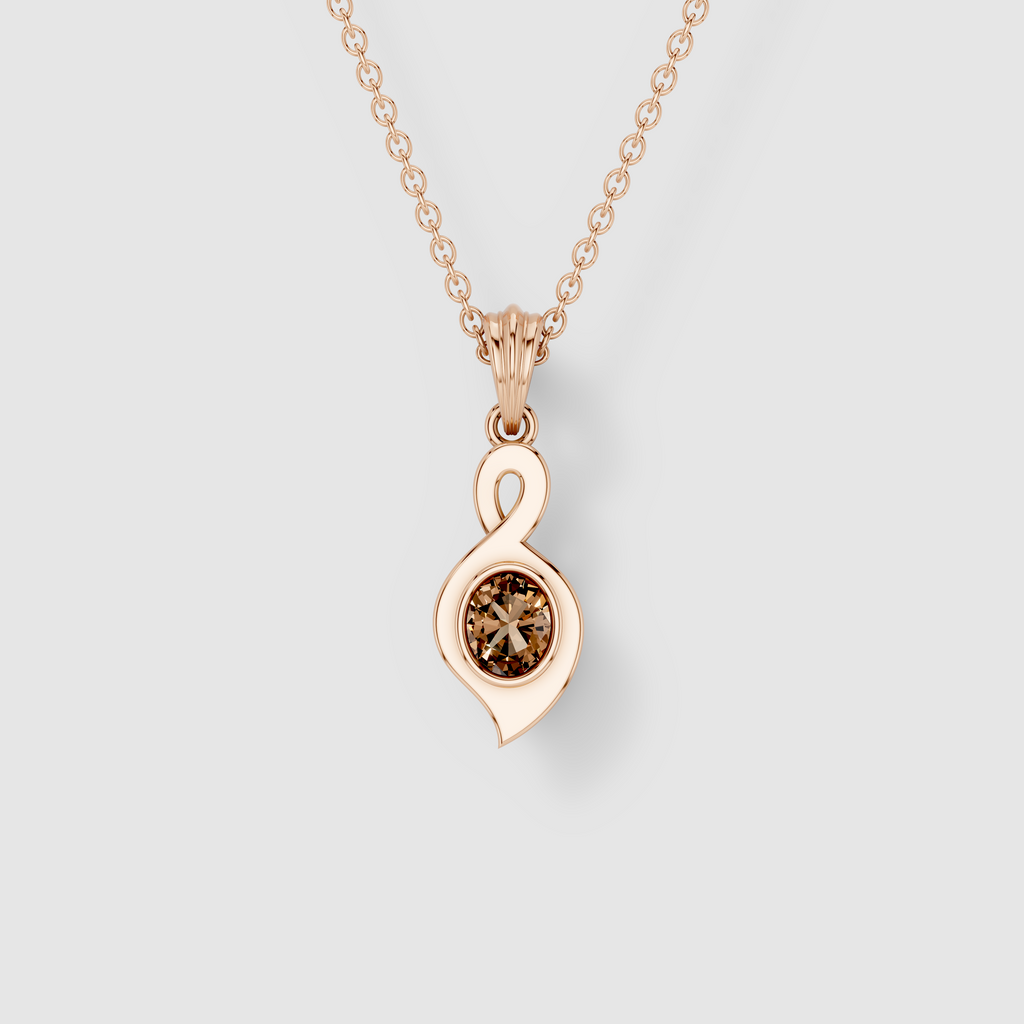 Karen - 18K Gold Smoky Topaz Infinity Twist Solitaire Pendant (Pendant Only)"