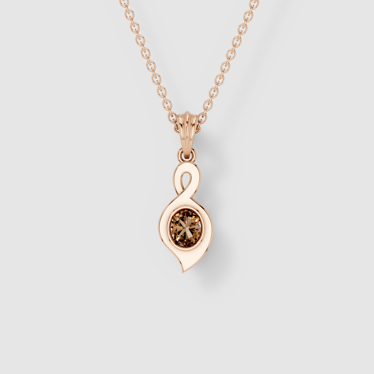 Karen - 18K Gold Smoky Topaz Infinity Twist Solitaire Pendant (Pendant Only)"