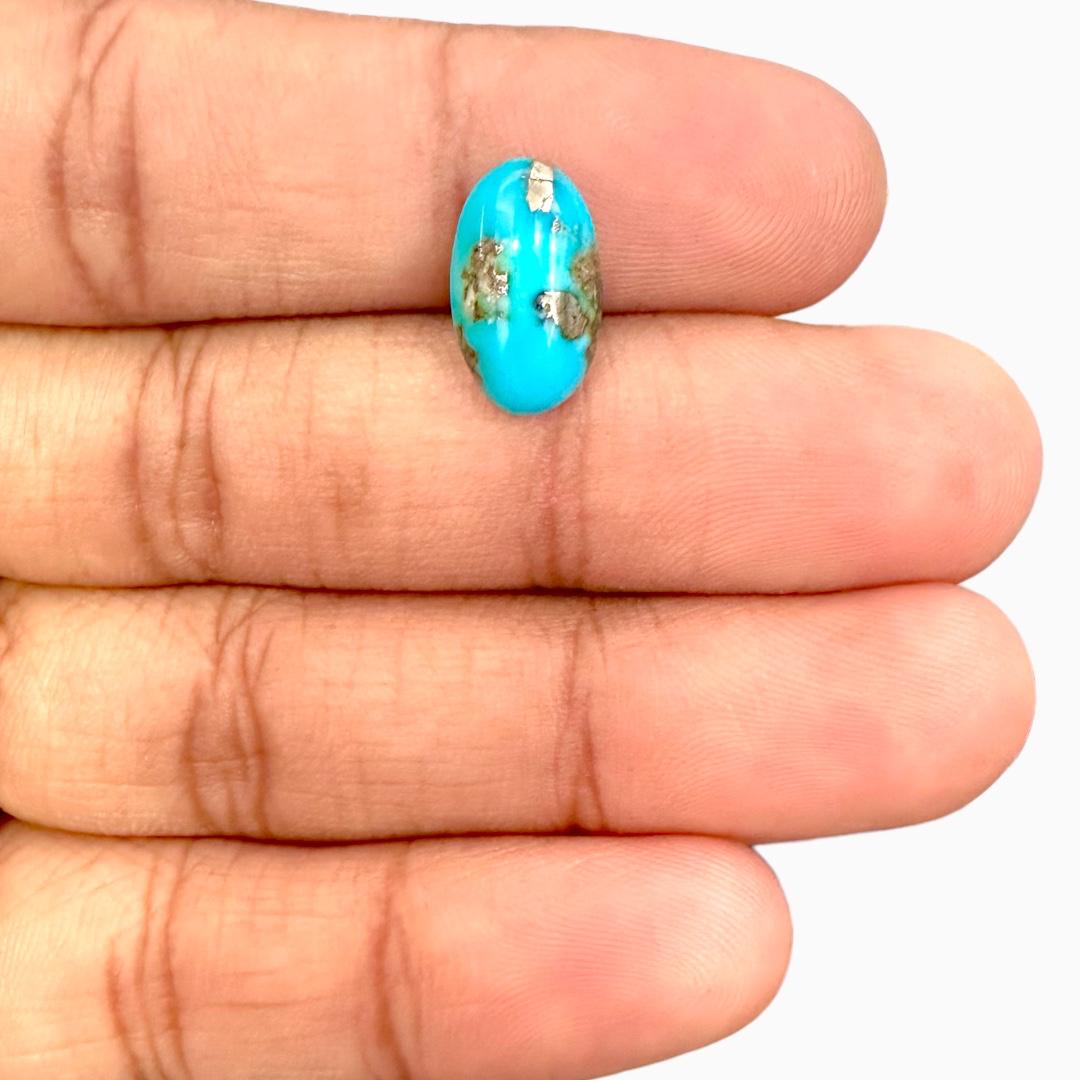 Natural Persian Turquoise 4.10 Carats Oval Cabochon Shape (14X8.5mm )