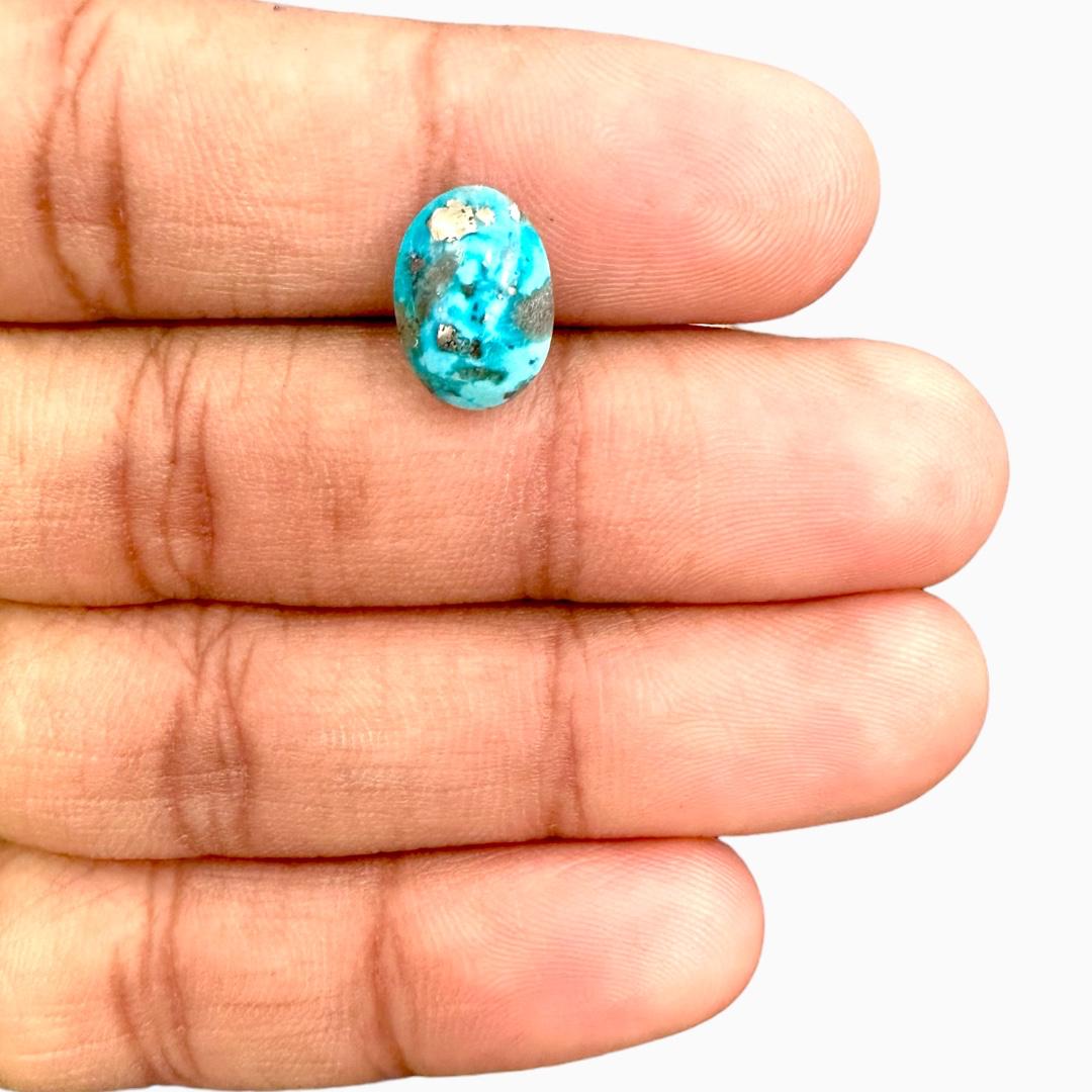 Natural Persian Turquoise 4.10 Carats Oval Cabochon Shape (12.5X9mm)