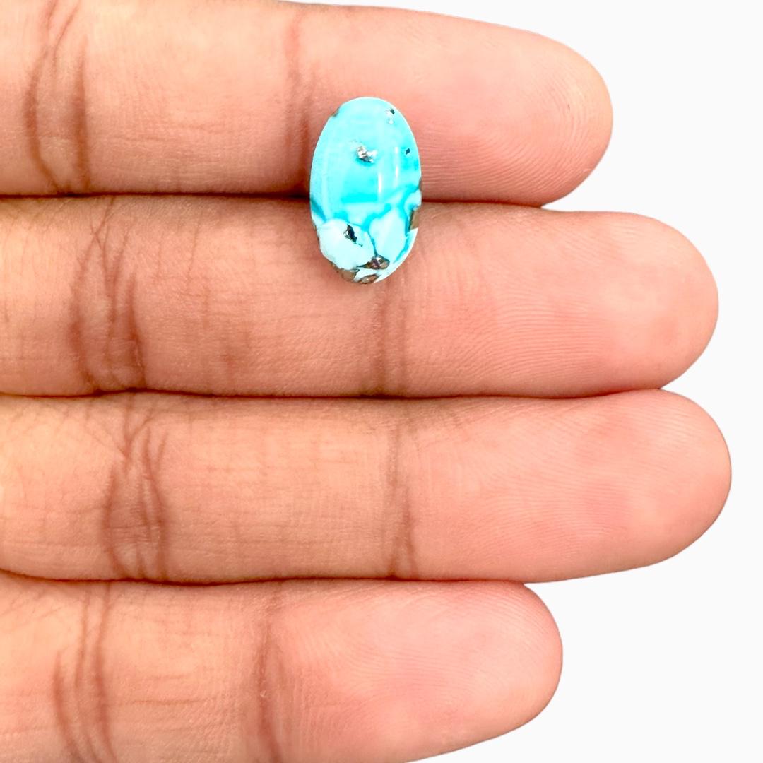 Natural Persian Turquoise 4.85 Carats Oval Cabochon Shape (14.5X8.5mm)