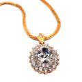 White Zarcone Oval Shape 18K Yellow Gold Pendant Only for Women (PEN0110)
