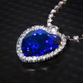 (PEN0111) Blue Stone Silver (Quality 925) Heart Shape Pendant With White Stones