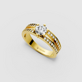 Bonnie – 18K Gold Moissanite Solitaire Engagement Ring with Accent Stones