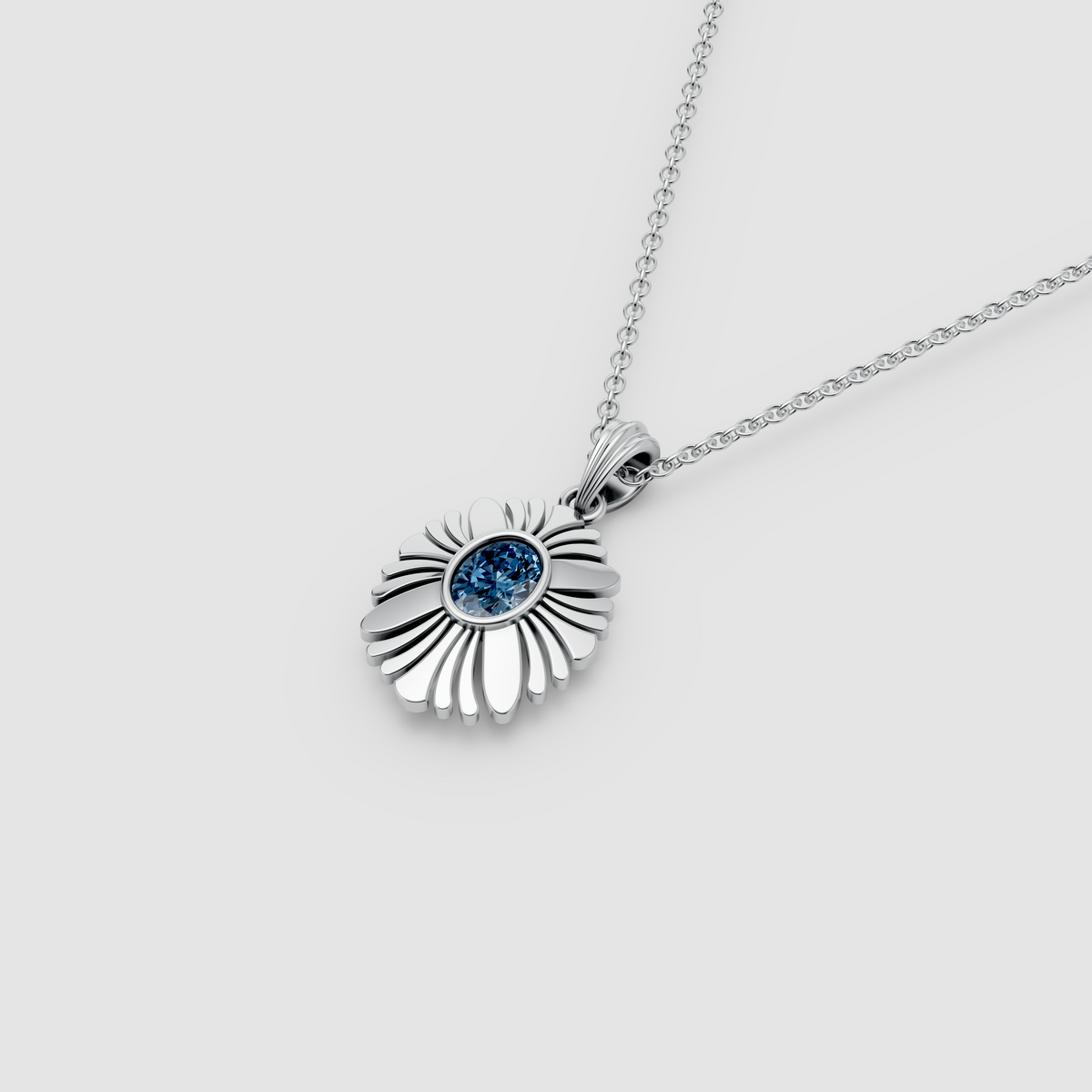 Susan - Solid 18K Gold Blue Sapphire Floral Medallion Pendant"