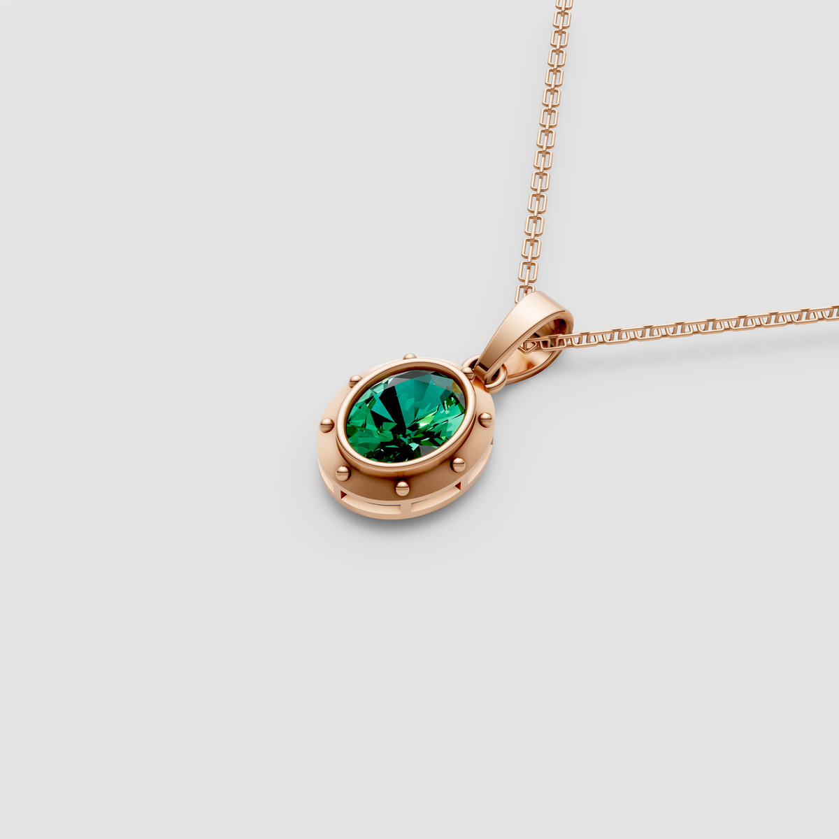 Esme – Oval-Cut Emerald Medallion Pendant in 18KT Gold