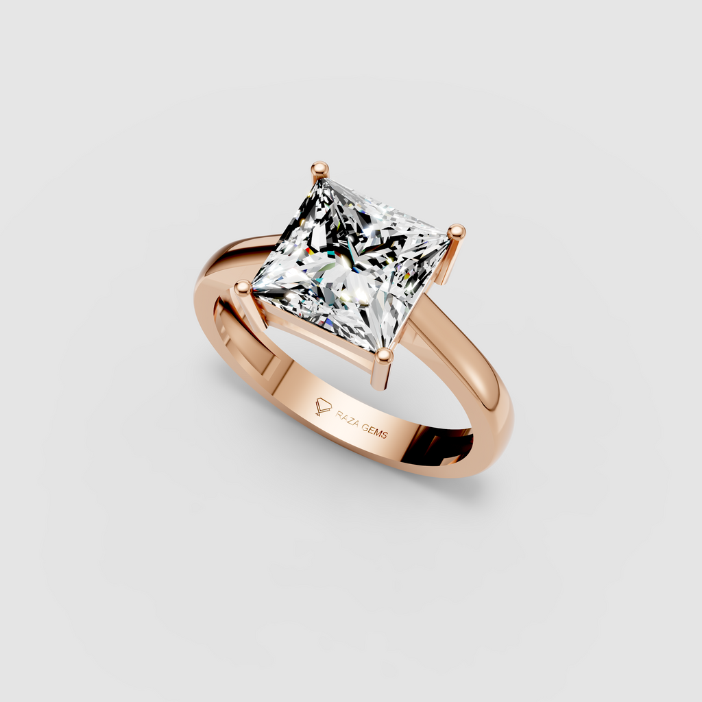 Aurora – Princess-Cut Moissanite Solitaire Engagement Ring in 18KT Gold