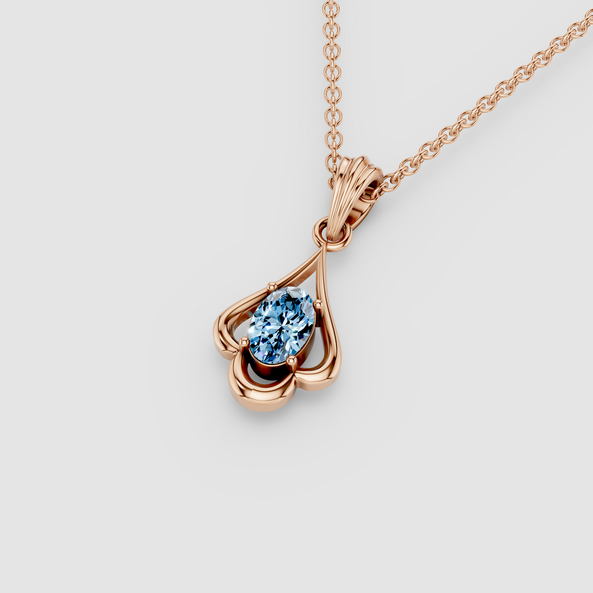 Shirley - Solid 18K Gold Oval Aquamarine Sculptural Drop Pendant"