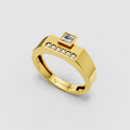 Penelope – 18K Gold Bezel Princess Cut Moissanite Statement Ring