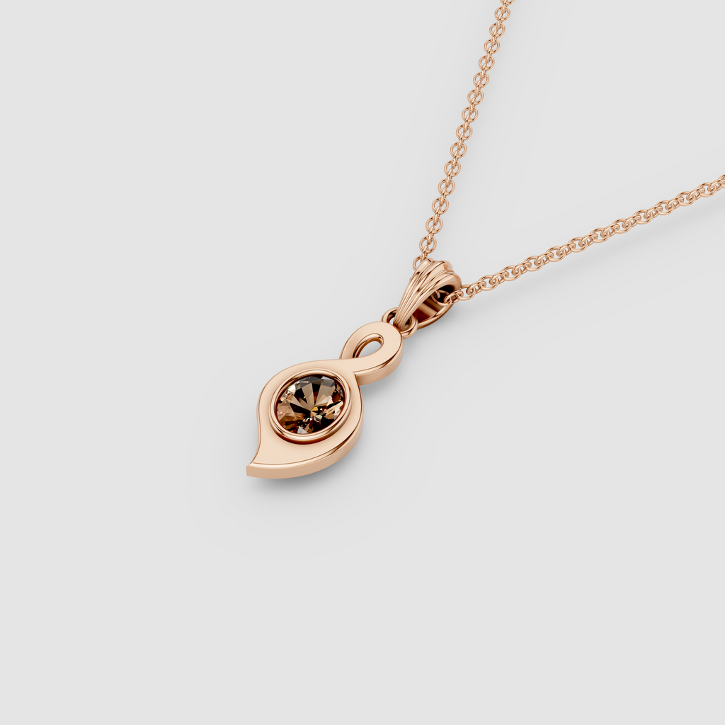 Karen - 18K Gold Smoky Topaz Infinity Twist Solitaire Pendant (Pendant Only)"