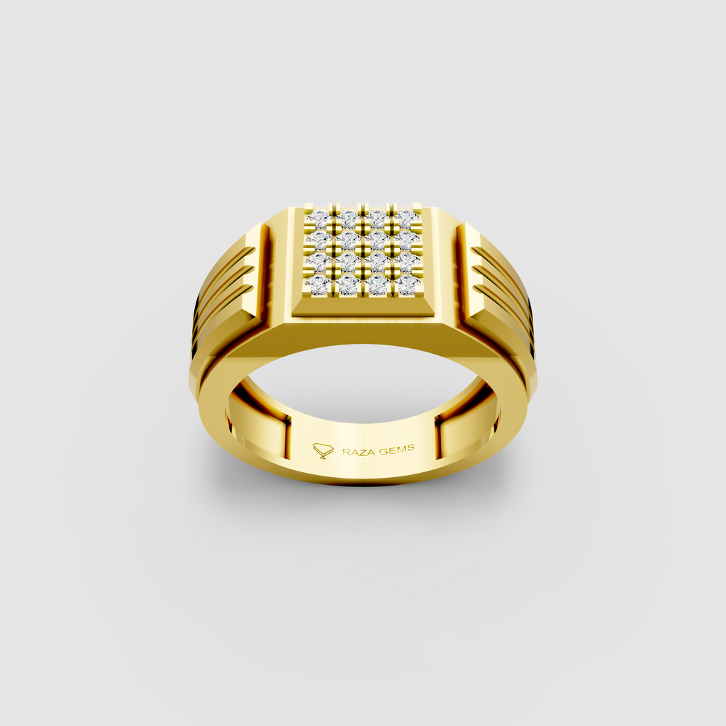 Iris – 18K Solid Gold Pave Moissanite Square Signet Ring