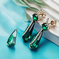 Green Tourmaline & Moissanite with 18K Gold Earrings (EAR0930)