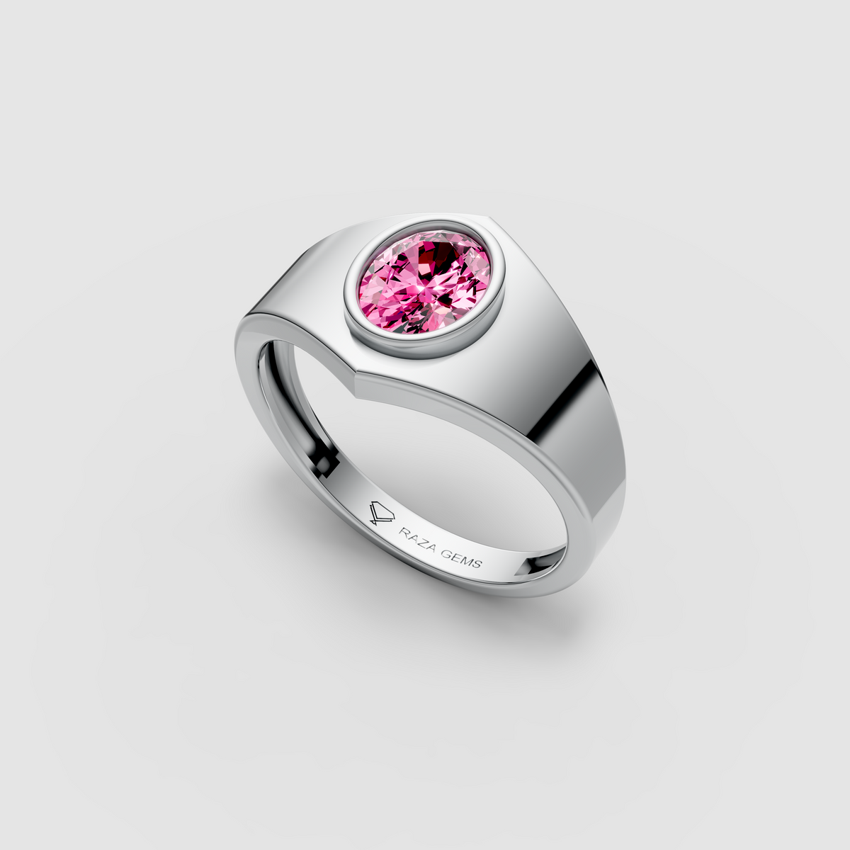 Molly - Pink Sapphire Signet Ring in 18K Solid Gold