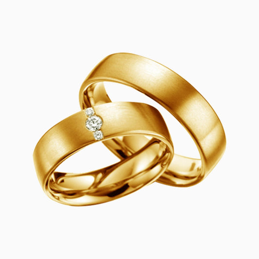Couple 18K Yellow Gold Rings With Moissanite (Rings for Lovers)