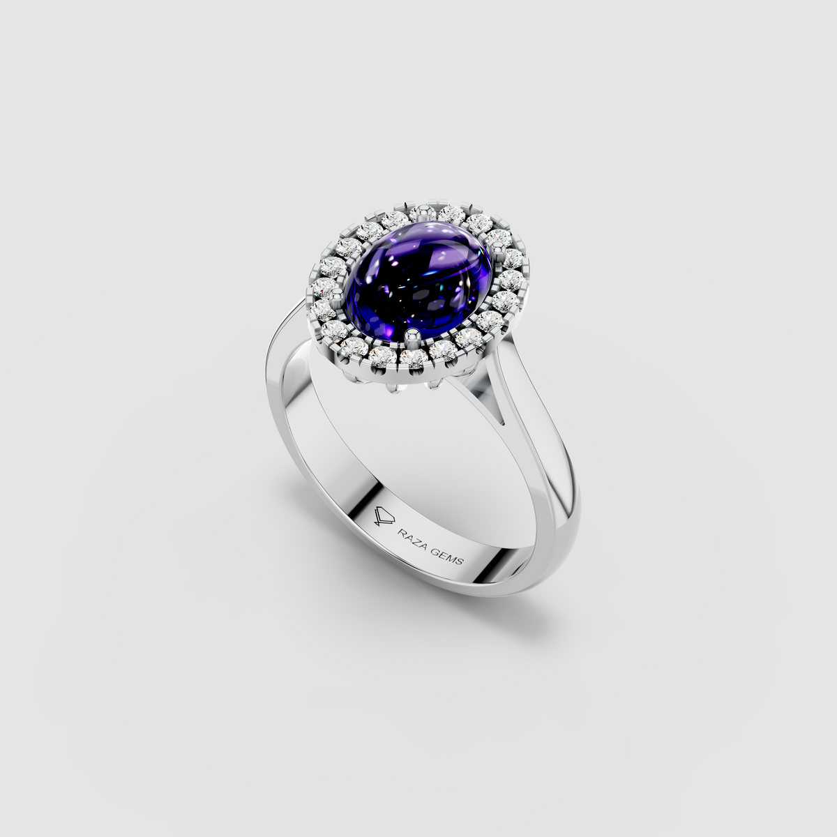 Naomi - Solid 18K Gold Smooth Tanzanite & Moissanite Ring