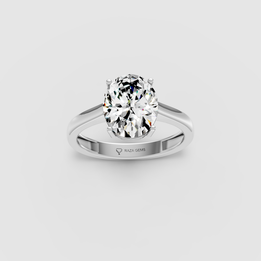 Timeless Luminary – Oval Moissanite Solitaire Engagement Ring in 18KT Gold