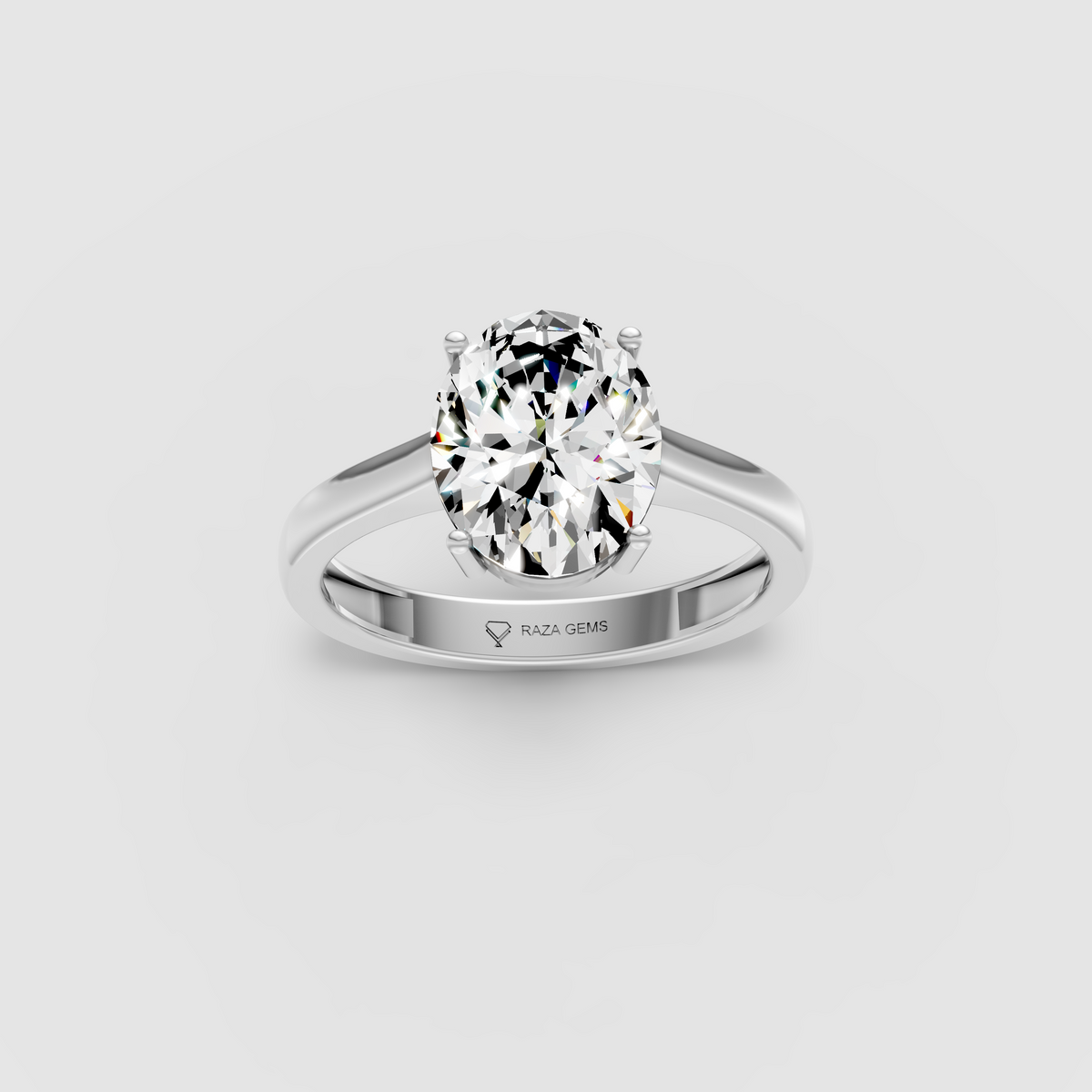 Timeless Luminary – Oval Moissanite Solitaire Engagement Ring in 18KT Gold