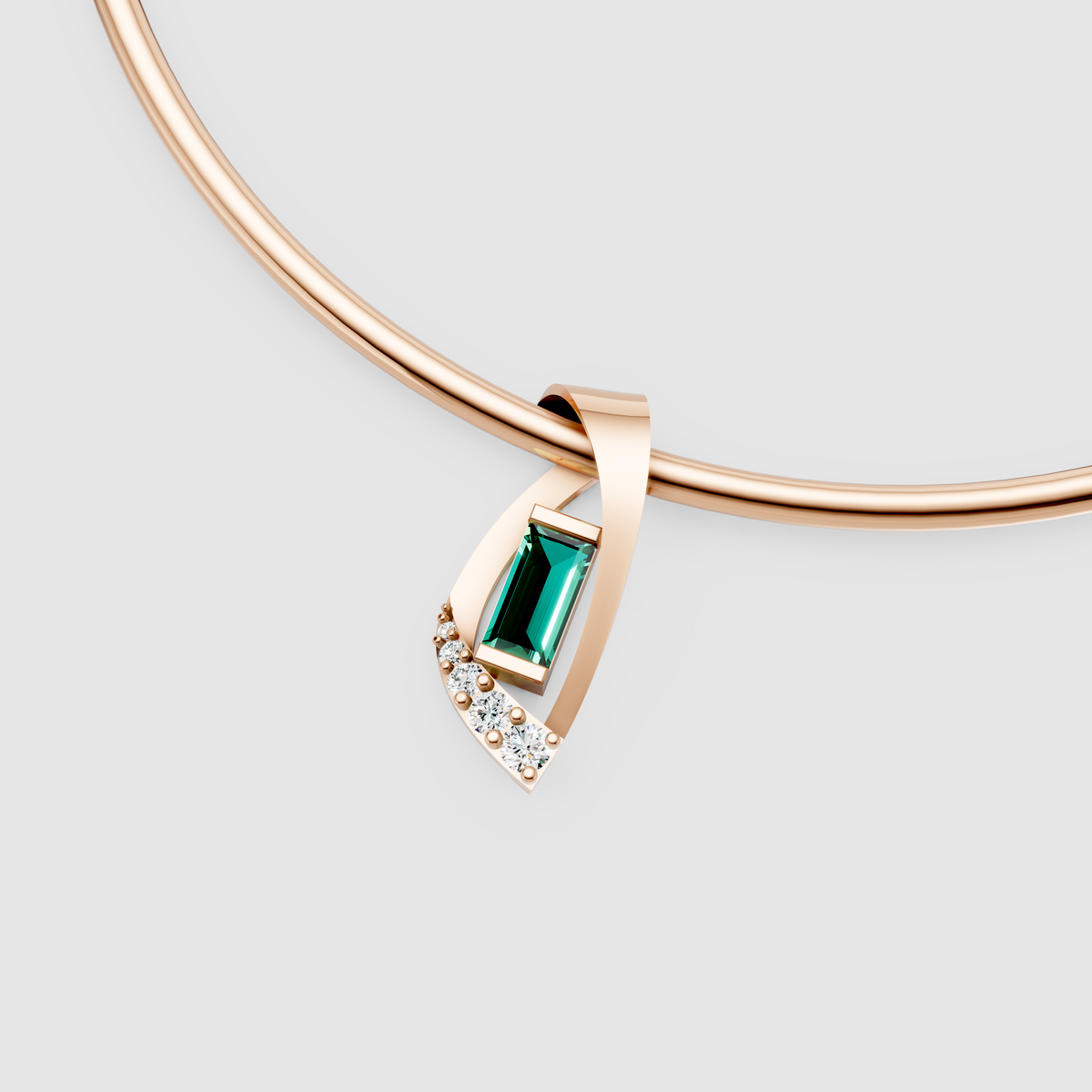 Isabella – Modern Contemporary Emerald & Moissanite Statement Pendant (18K Gold)