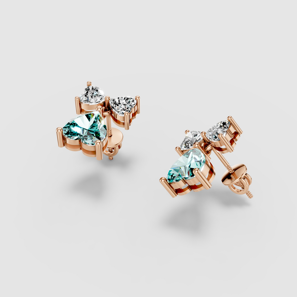 Sharon - 18K Gold Aquamarine & Sparkling Moissanite Drop Earrings"
