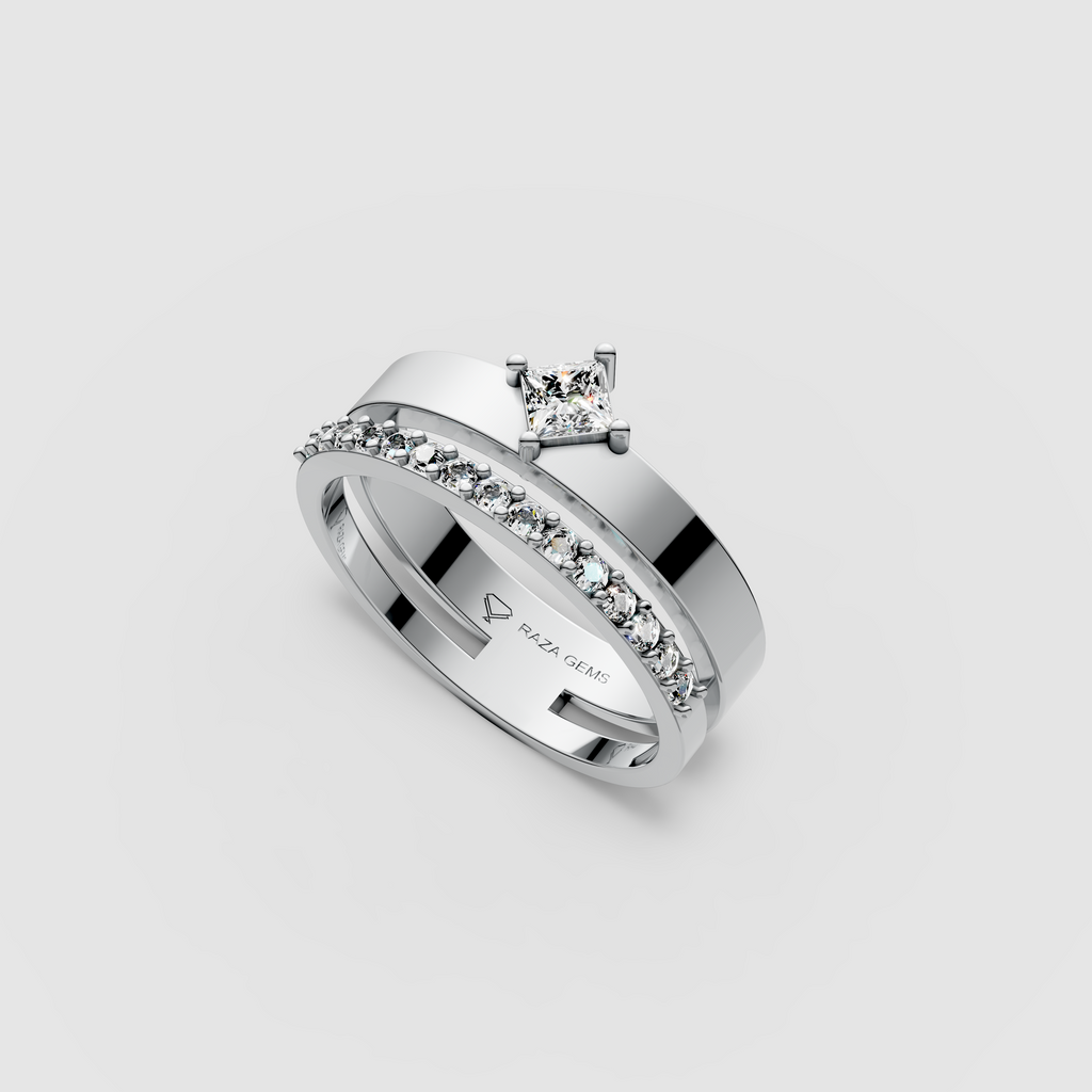 Isabella – 18K Gold Princess Cut Moissanite Elegant Stacking-Style Ring