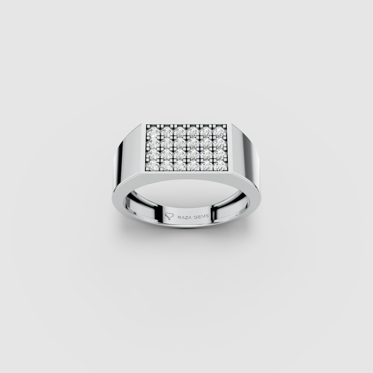 Mia - 18K Gold Pavé Moissanite Rectangular Signet Ring