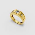 Luna – 18K Gold Trio Princess Cut Moissanite Architectural Ring
