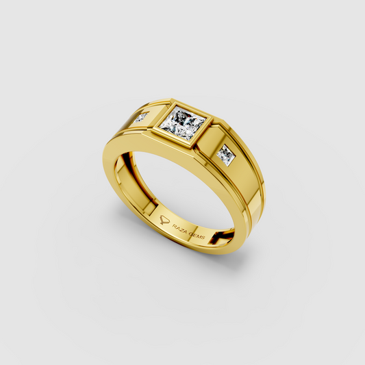 Luna – 18K Gold Trio Princess Cut Moissanite Architectural Ring