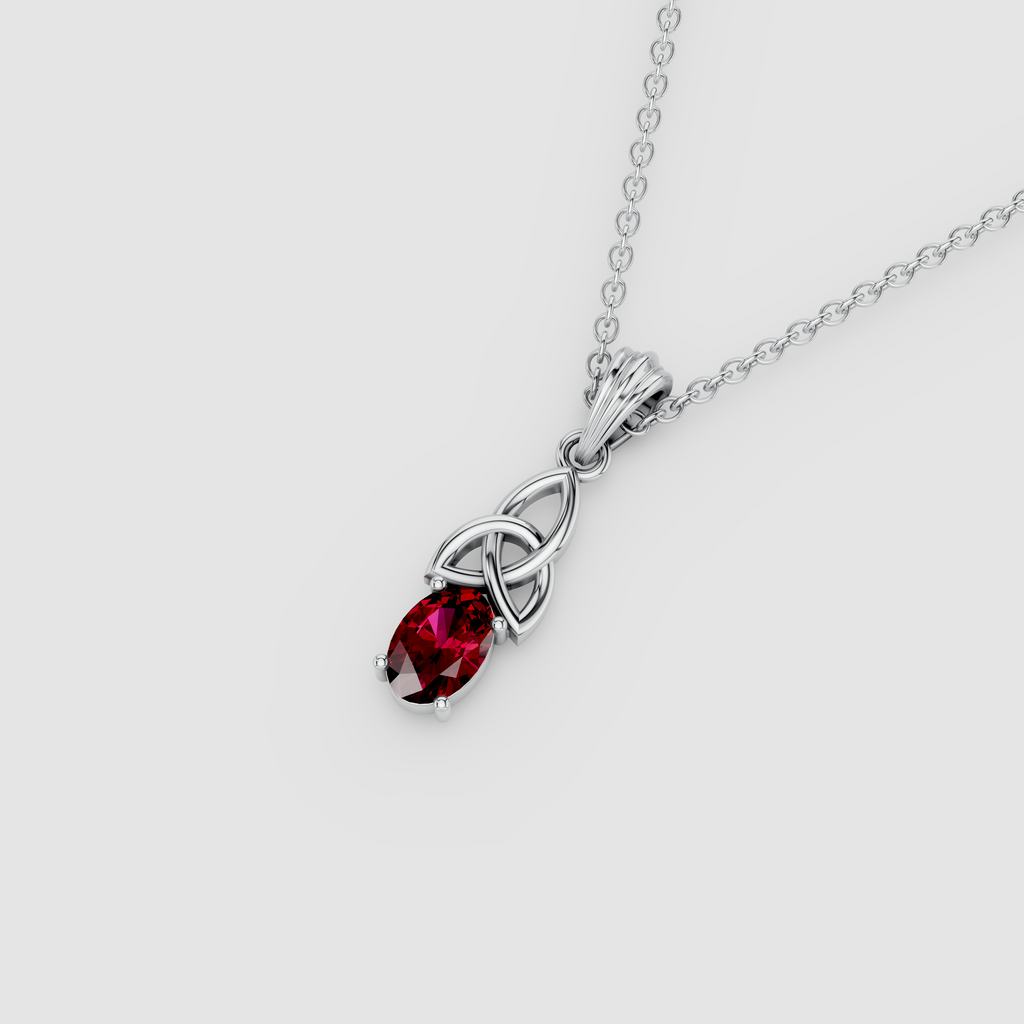 Emily - 18K Gold Oval Ruby Celtic Knot Pendant (Pendant Only)"