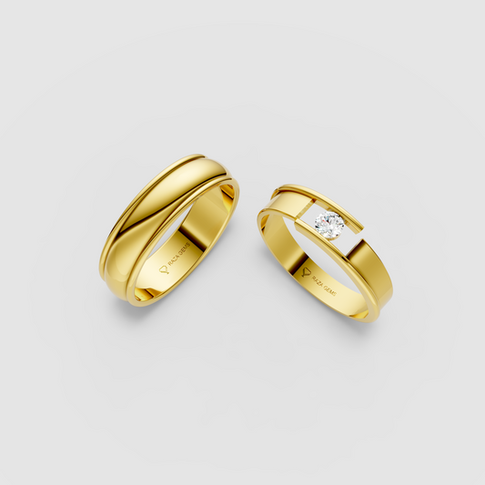 Bonnie – 18K Solid Gold Moissanite Couple Bands for Engagement & Wedding