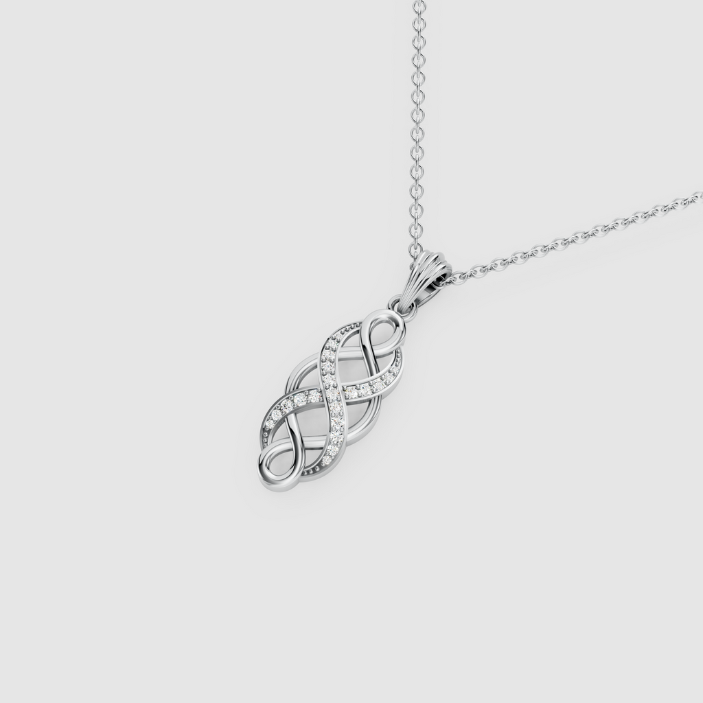 Seraphina – 18K Gold Interwoven Infinity Twist Moissanite Drop Pendant